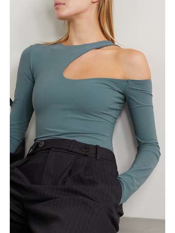 ALIX NYC Wrenn String-Body aus Stretch-Jersey mit asymmetrischer Schulterpartie und Cut-out