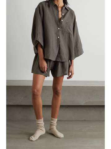 DEIJI STUDIOS + NET SUSTAIN The 03 washed-linen shirt and shorts set