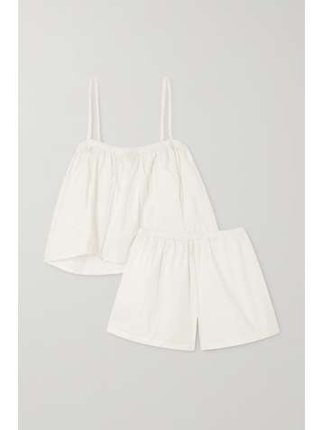 DEIJI STUDIOS + NET SUSTAIN gathered organic cotton-poplin camisole and shorts set