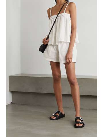 DEIJI STUDIOS + NET SUSTAIN gathered organic cotton-poplin camisole and shorts set