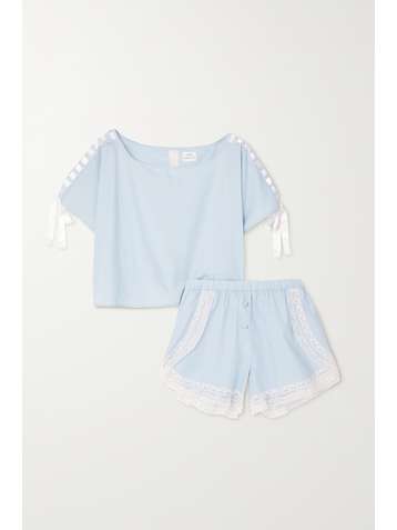 MORGAN LANE Pyjama aus Biobaumwolle mit Spitzenbesätzen und Schnürungen