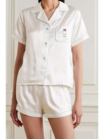 MORGAN LANE Katelyn Fiona embroidered satin pajama set