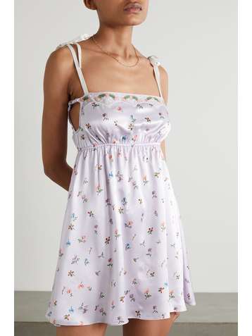 MORGAN LANE Hanna Nachthemd aus Satin mit Blumenprint und Spitzenbesatz