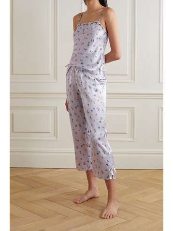 MORGAN LANE Bonnie Petal Pyjama aus Satin mit Blumenprint und Spitzenbesatz