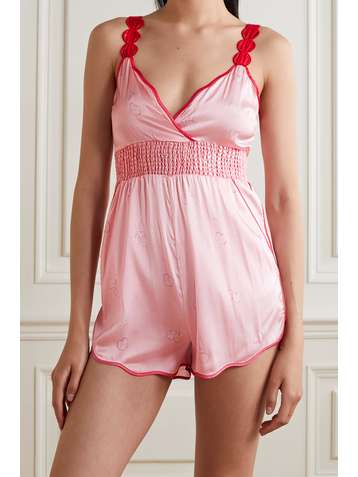 MORGAN LANE Cherri Playsuit aus bedrucktem Satin aus einer Seidenmischung