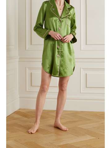MORGAN LANE Jillian embroidered charmeuse nightdress