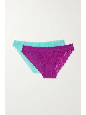 HANKY PANKY + NET SUSTAIN Signature set of two lace Brazilian briefs