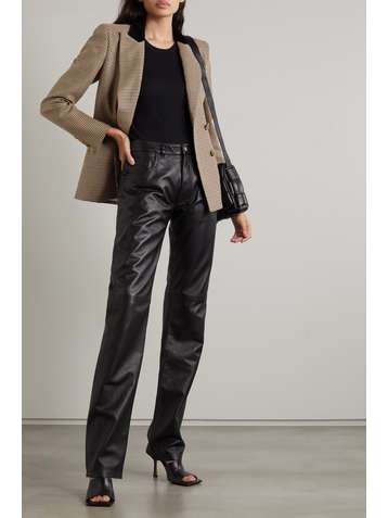 BLAZÉ MILANO Blazer à double boutonnage en laine pied-de-poule à finitions en velours Joyette Charmer