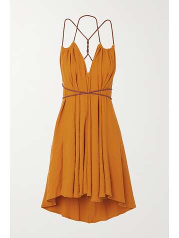 CARAVANA + NET SUSTAIN Mahahual leather-trimmed cotton coverup