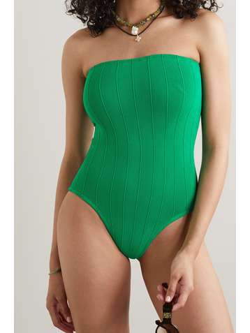 HUNZA G + NET SUSTAIN Audrey Nile ribbed bandeau swimsuit