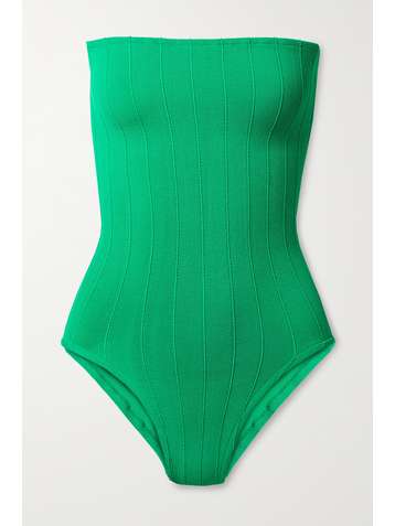 HUNZA G + NET SUSTAIN Audrey Nile ribbed bandeau swimsuit