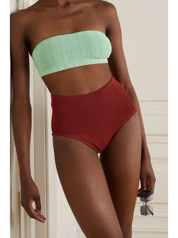 HUNZA G + NET SUSTAIN Duo Edie Nile zweifarbiger gerippter Bikini