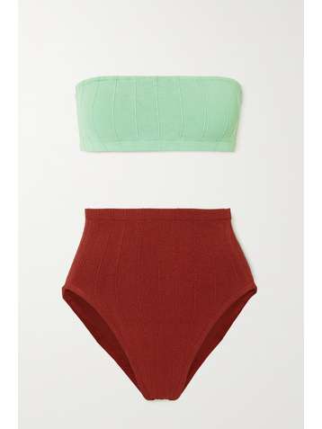 HUNZA G + NET SUSTAIN Duo Edie Nile zweifarbiger gerippter Bikini