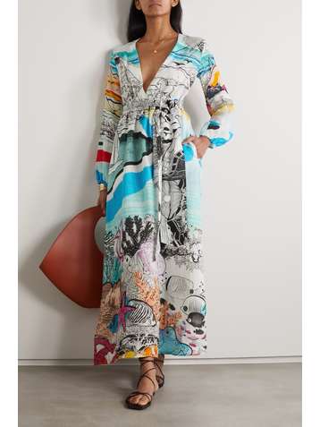 MARY KATRANTZOU MARY-MARE Ithaki printed linen-gauze maxi dress