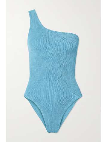 HUNZA G + NET SUSTAIN Nancy one-shoulder seersucker swimsuit