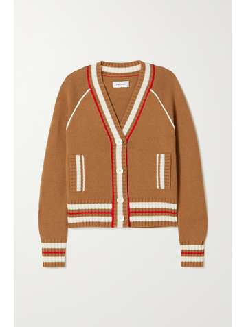 WALES BONNER Striped wool and cashmere-blend cardigan