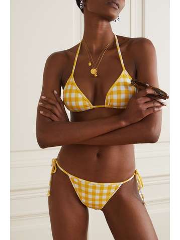 FAITHFULL THE BRAND + NET SUSTAIN Hazel gingham seersucker bikini briefs