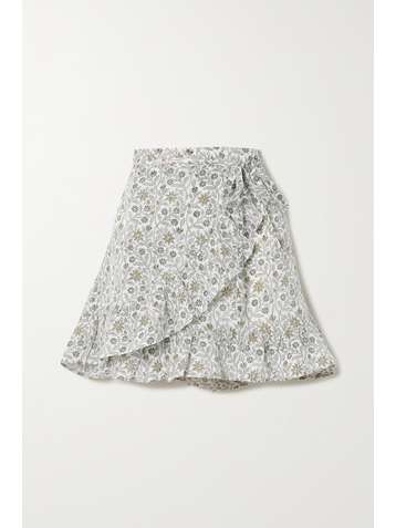 HANNAH ARTWEAR Mini-jupe portefeuille en lin à imprimé fleuri Senna - NET SUSTAIN