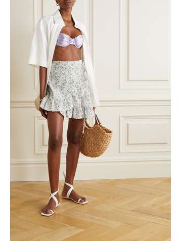 HANNAH ARTWEAR Mini-jupe portefeuille en lin à imprimé fleuri Senna - NET SUSTAIN