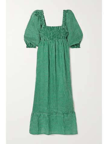 FAITHFULL THE BRAND + NET SUSTAIN Sigrid shirred gingham linen midi dress