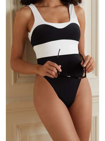 MARA HOFFMAN + NET SUSTAIN Idalia two-tone recycled swimsuit