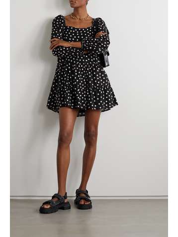 FAITHFULL THE BRAND + NET SUSTAIN Morissa polka-dot cotton-poplin mini dress