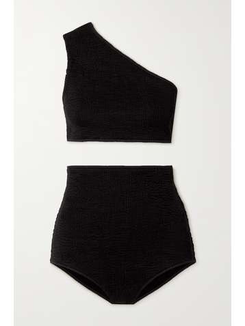 BOTTEGA VENETA Bikini aus Seersucker mit asymmetrischer Schulterpartie