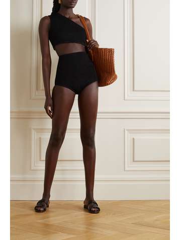 BOTTEGA VENETA Bikini aus Seersucker mit asymmetrischer Schulterpartie