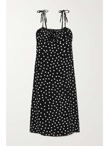FAITHFULL THE BRAND + NET SUSTAIN Raven shirred polka-dot crepe midi dress
