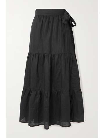 FAITHFULL THE BRAND + NET SUSTAIN Cavaretta tiered linen wrap skirt