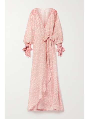 HANNAH ARTWEAR + NET SUSTAIN Luna floral-print silk-habotai wrap maxi dress