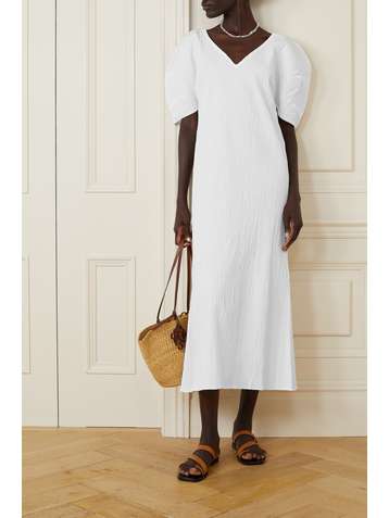 MARA HOFFMAN Gracen stretch organic cotton-seersucker midi dress