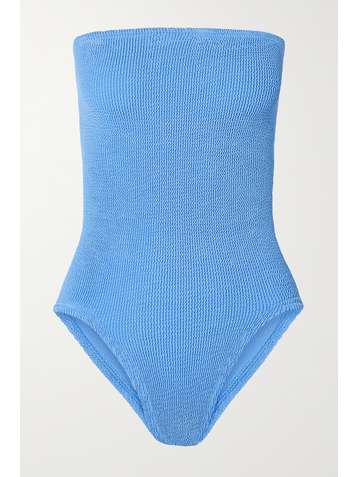 HUNZA G + NET SUSTAIN Audrey strapless seersucker swimsuit