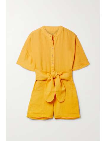 MARA HOFFMAN + NET SUSTAIN Lowri belted organic linen playsuit