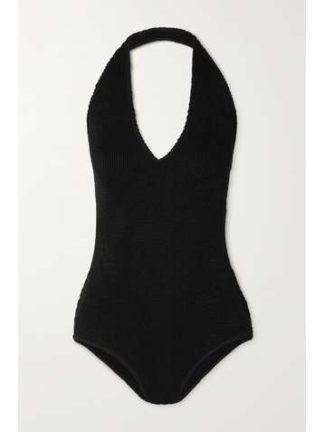 BOTTEGA VENETA Seersucker halterneck swimsuit