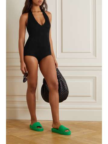 BOTTEGA VENETA Seersucker halterneck swimsuit