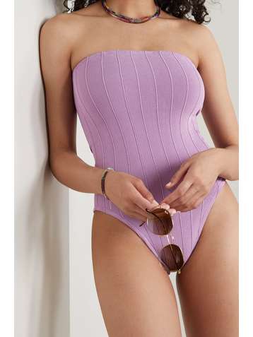 HUNZA G + NET SUSTAIN Audrey Nile ribbed bandeau swimsuit