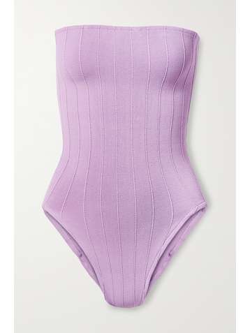 HUNZA G + NET SUSTAIN Audrey Nile ribbed bandeau swimsuit