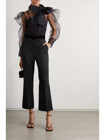REDVALENTINO Pantalon évasé en grain de poudre à finitions en velours