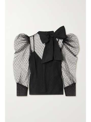 REDVALENTINO Blouse en tulle point d'esprit à finitions en taffetas