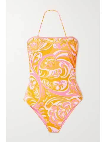 EMILIO PUCCI + NET SUSTAIN printed stretch-ECONYL halterneck swimsuit