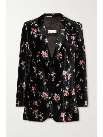 REDVALENTINO Blazer en velours à imprimé fleuri