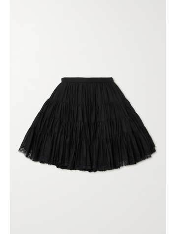 REDVALENTINO Mini-jupe en voile de coton à finitions en dentelle