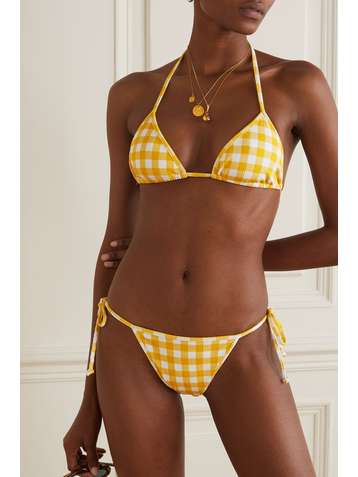 FAITHFULL THE BRAND + NET SUSTAIN Jacqueline gingham seersucker triangle bikini top