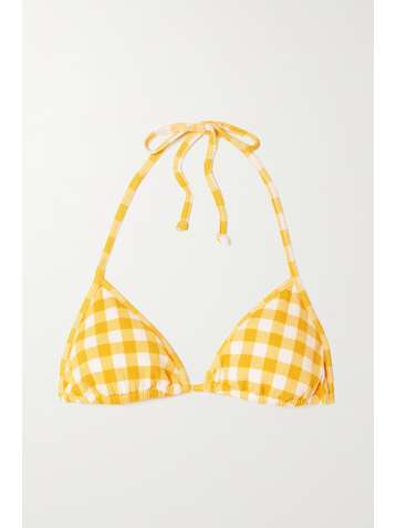 FAITHFULL THE BRAND + NET SUSTAIN Jacqueline gingham seersucker triangle bikini top