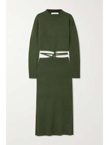 CHRISTOPHER ESBER Maxikleid aus einer Woll-Kaschmirmischung mit Cut-out zum Binden