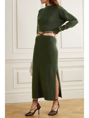 CHRISTOPHER ESBER Maxikleid aus einer Woll-Kaschmirmischung mit Cut-out zum Binden