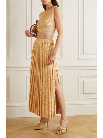 CHRISTOPHER ESBER Tie-detailed mélange ribbed-knit maxi skirt