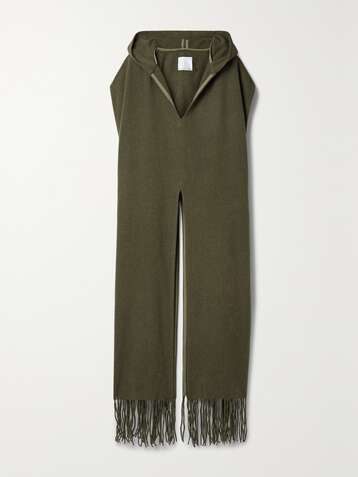 CHRISTOPHER ESBER Oversized-Poncho aus Filz aus einer recycelten Wollmischung mit Fransen und Kapuze