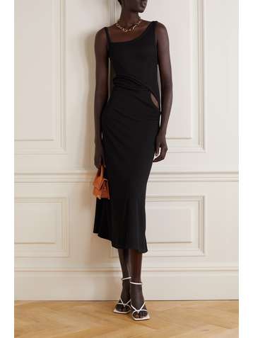 CHRISTOPHER ESBER Asymmetrisches Kleid aus geripptem Stretch-Jersey mit Cut-out